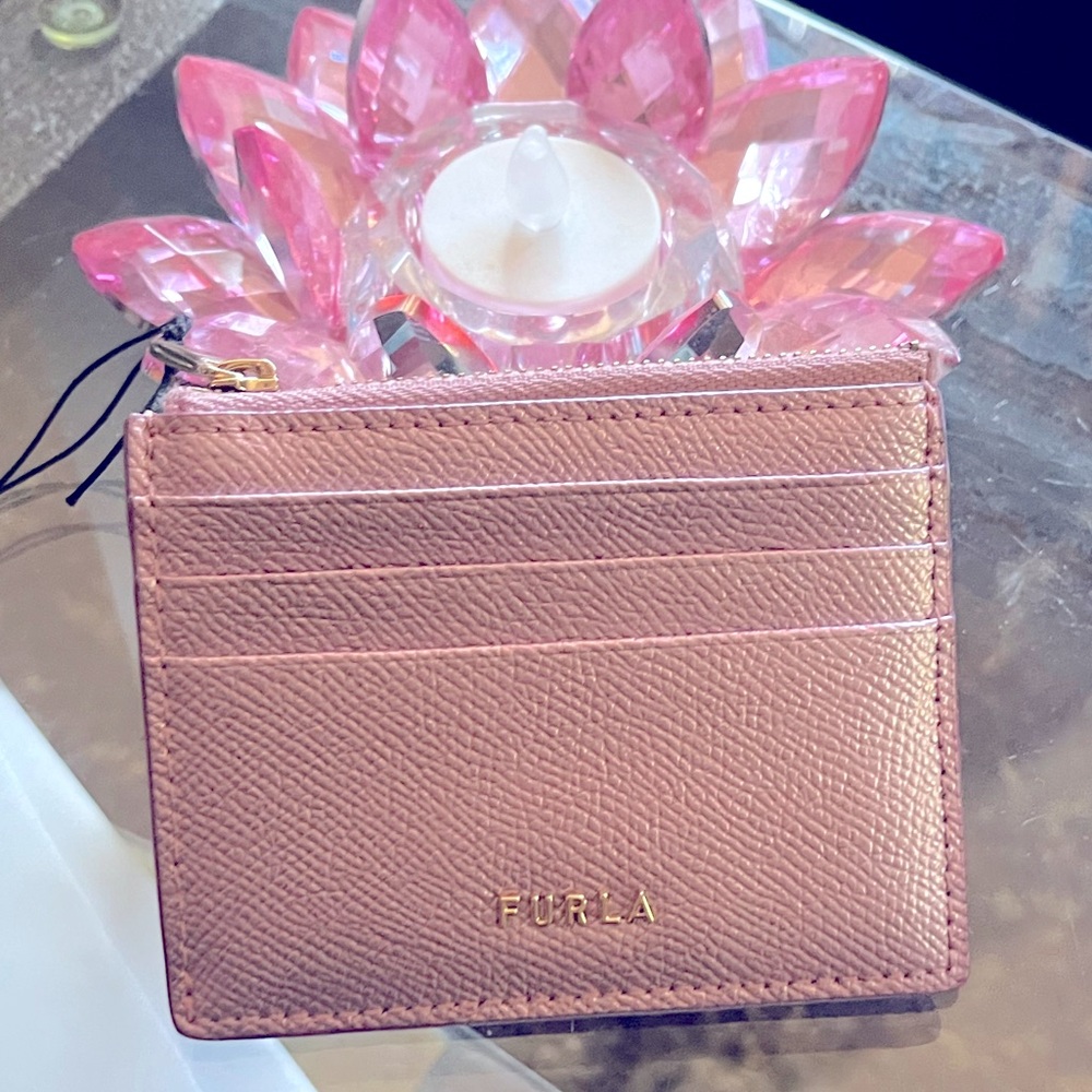 Furla pink brand new card holder/coiin purse